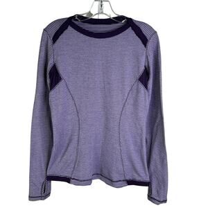 Lululemon Base Runner‎ Long Sleeve shirt Womens Purple Striped Yoga Workout